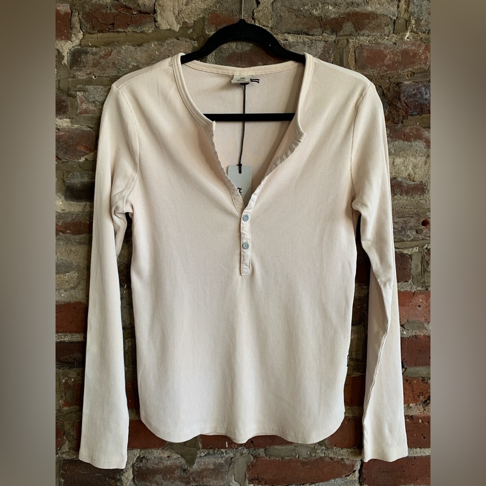 G-Star Deep V Slim Ribbed Long Sleeve Top Henley Thermal